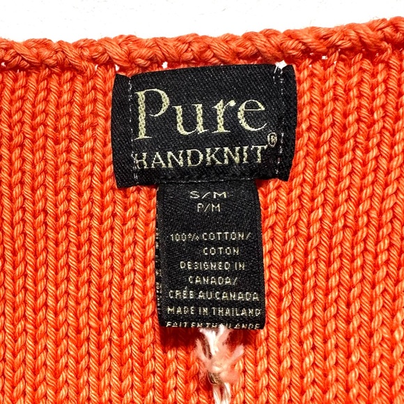 Pure Handknit by Neon Buddha Orange Cold Shoulder Handmade Sweater Cardigan Top - Picture 8 of 9